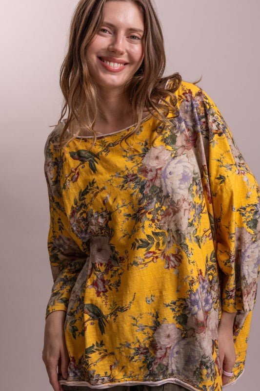 Flower Power Oversized Top - Boho Wanderlust Boutique Blue Velvet