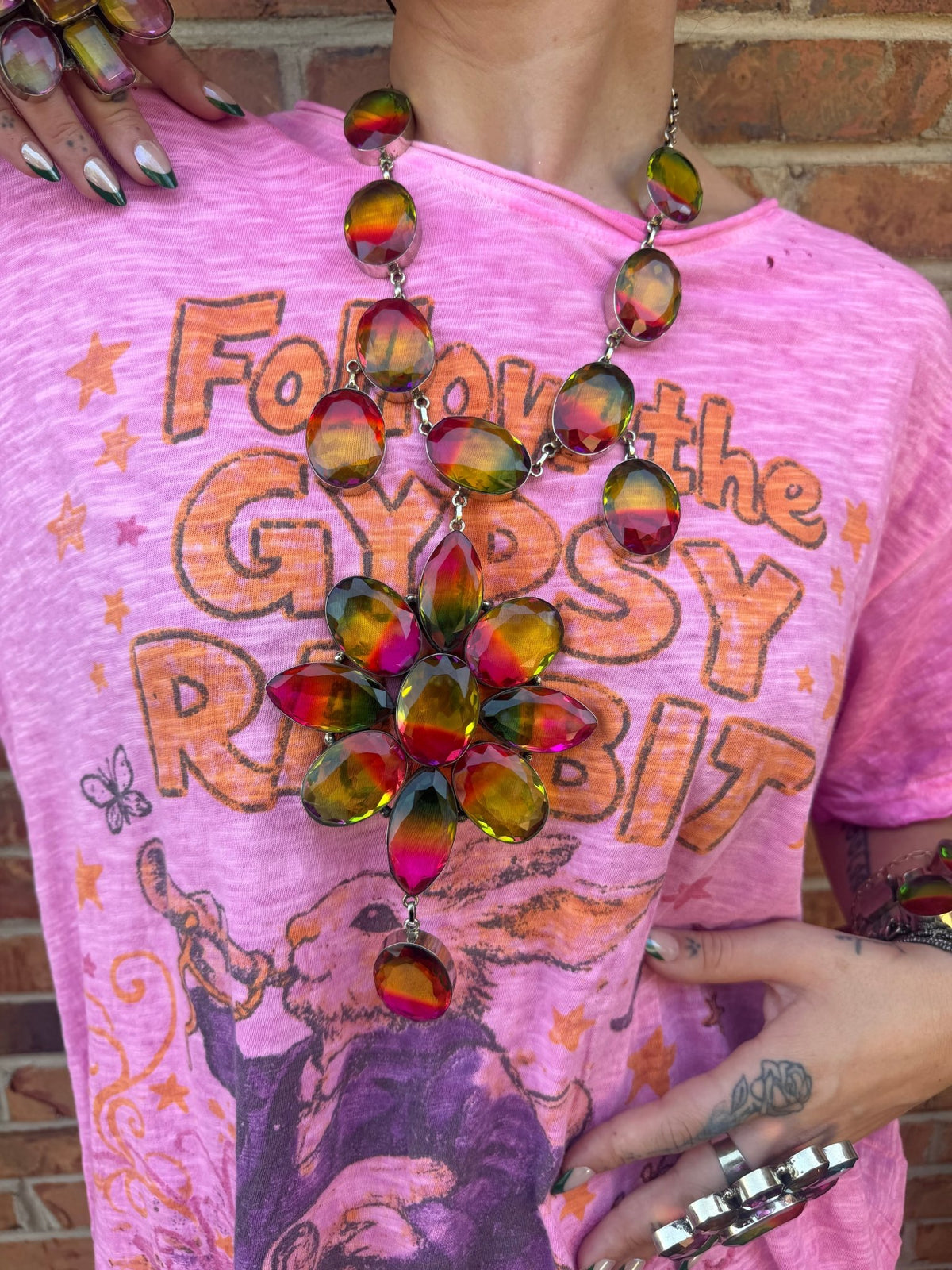 Flower Power Rainbow Necklace - ivyandlavyboutique ivyandlavyboutique