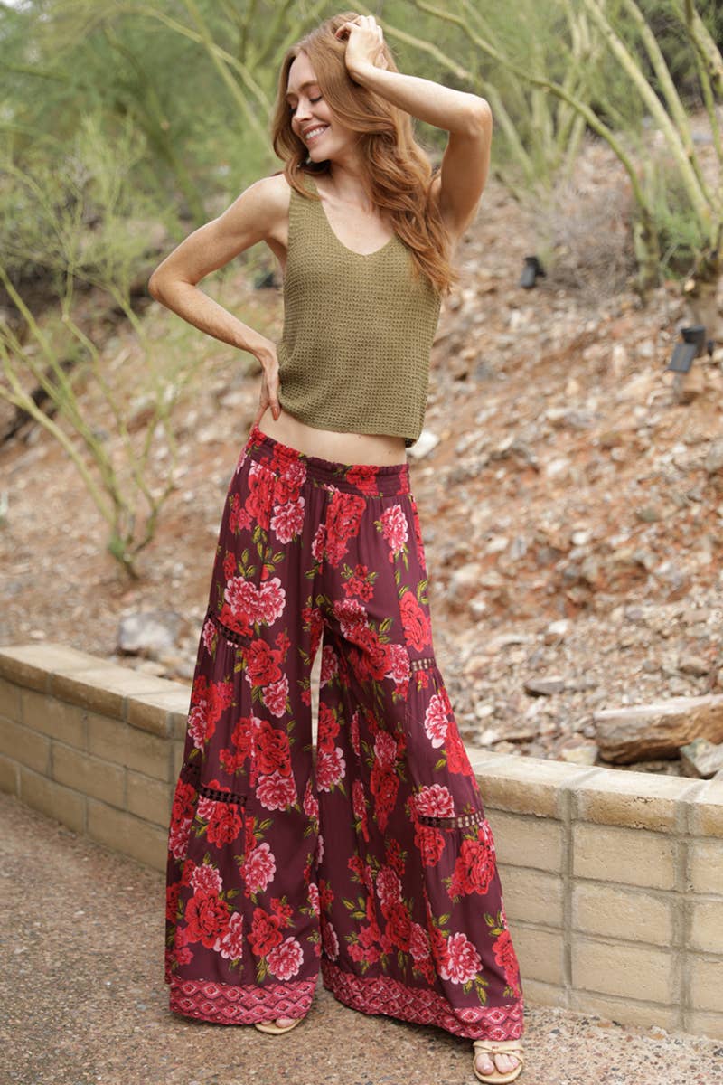 Flower Power Wide Leg Pant - ivyandlavyboutique ANGIE
