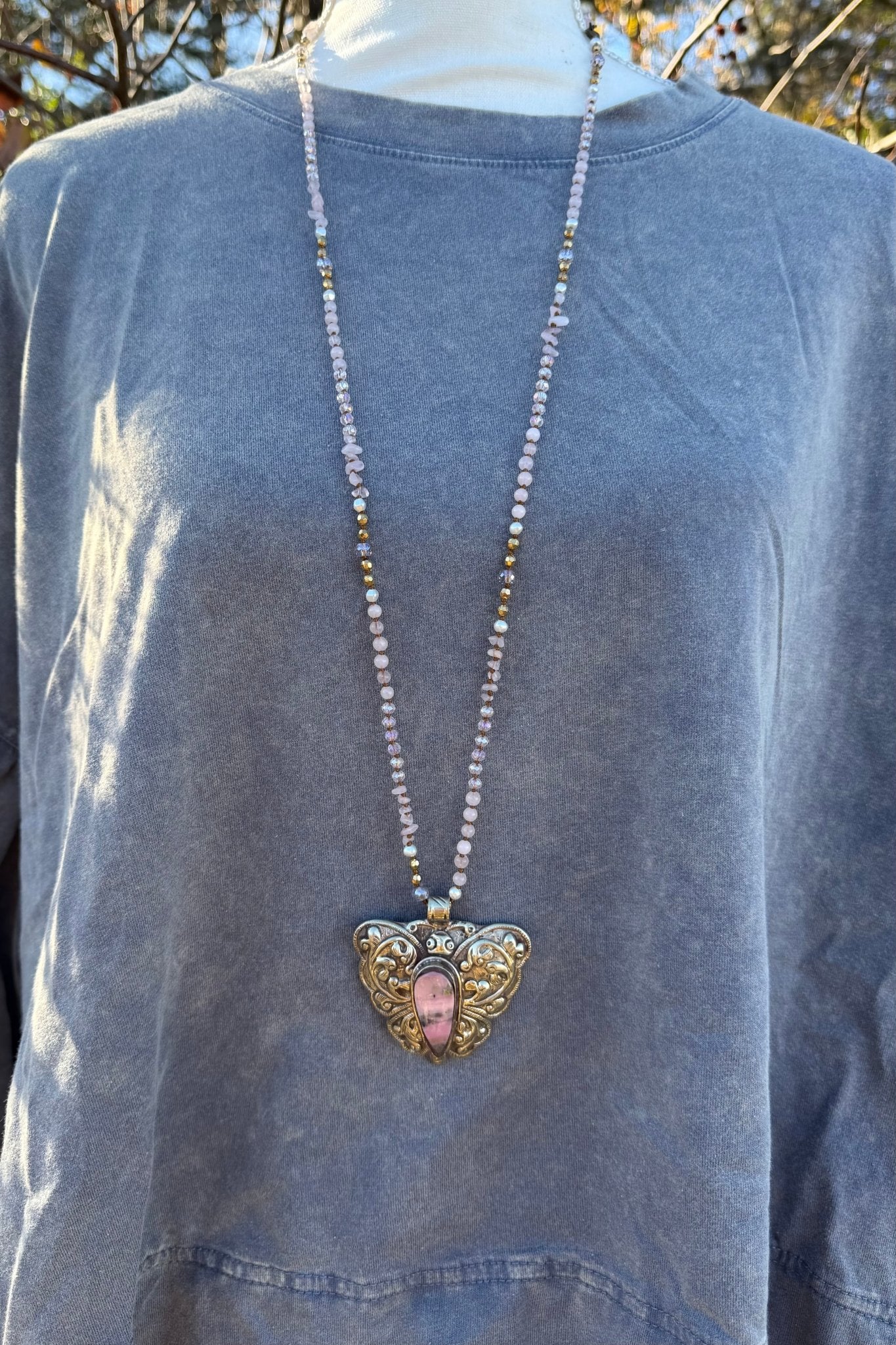 Flutter By Pink Butterfly Necklace - ivyandlavyboutique ivyandlavyboutique