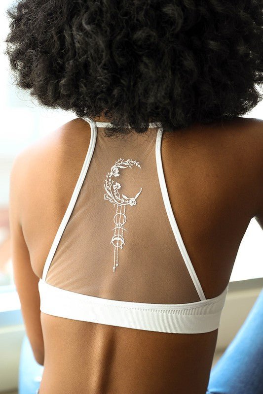 Francis Crescent Moon Dream Catcher Tattoo Mesh Bralette - ivyandlavyboutique Leto Accessories