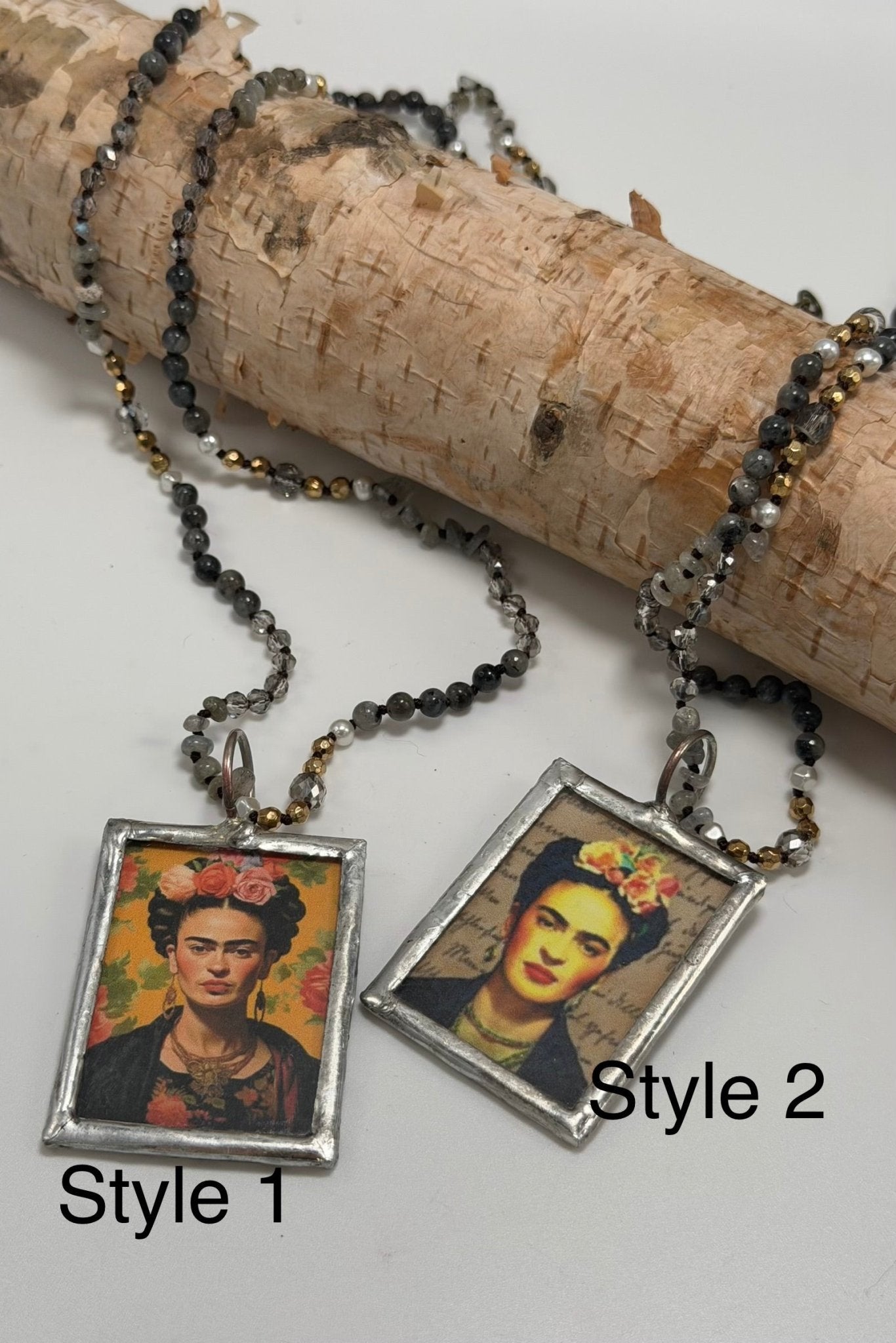 Frida Portrait Gemstone Necklace - ivyandlavyboutique ivyandlavyboutique