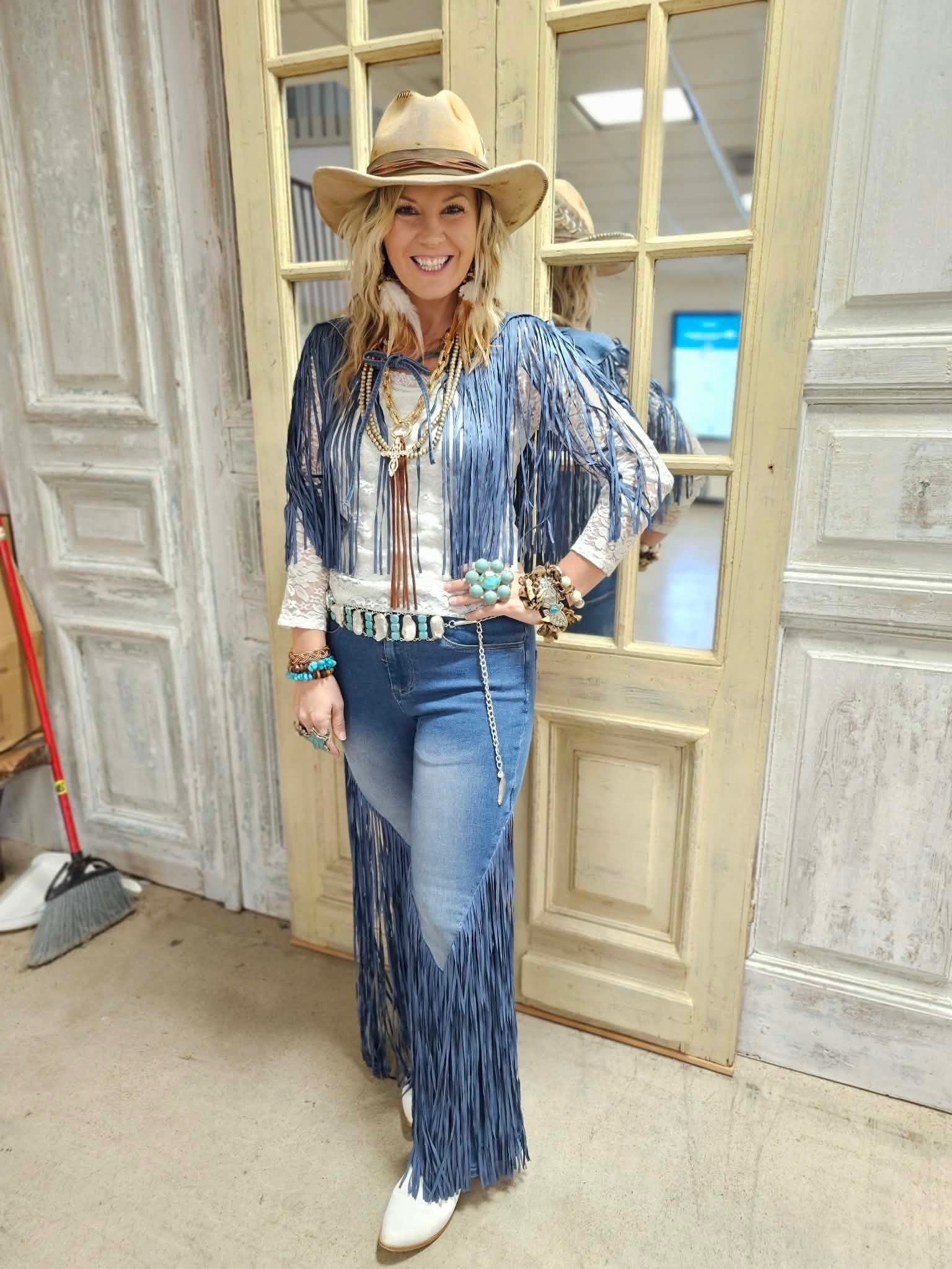 Fringed Denim Jeans - ivyandlavyboutique A Rare Bird Shop