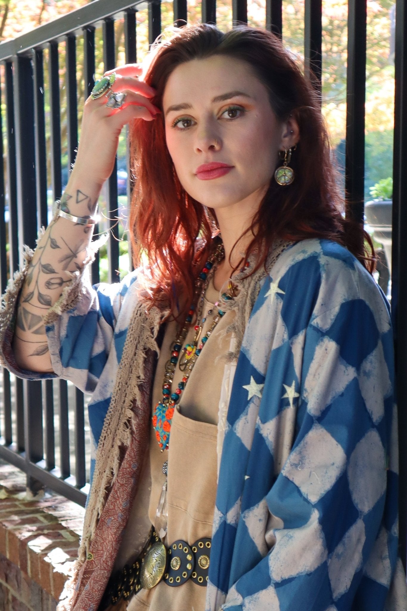 Funky Boho Mixed Metal Earrings in Peace Sign - ivyandlavyboutique Anju Jewelry