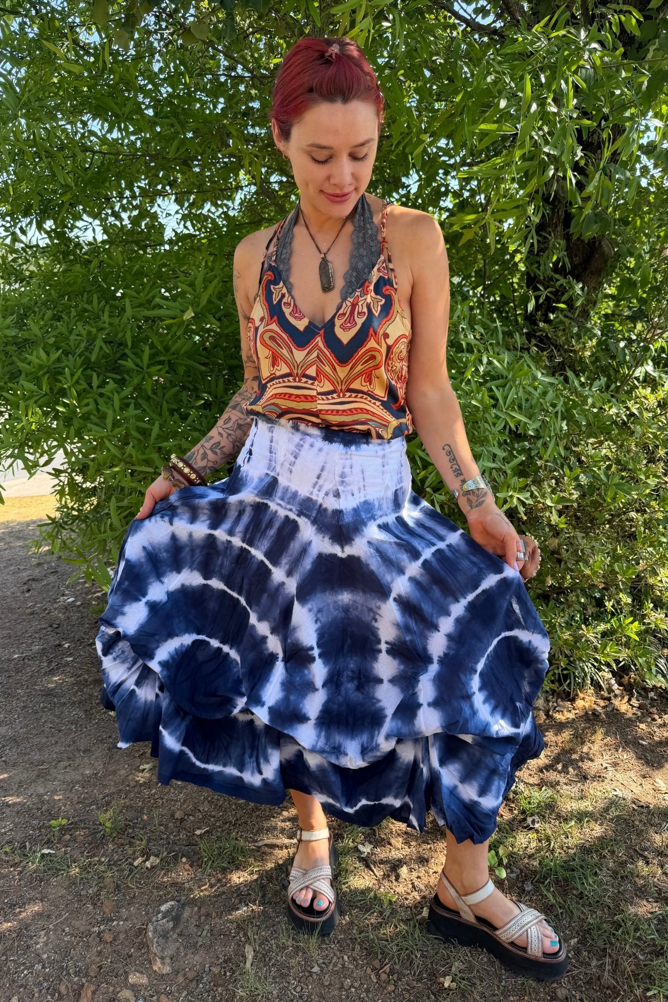 Funky Bubble Skirt in Blue & White - ivyandlavyboutique LA Skirts