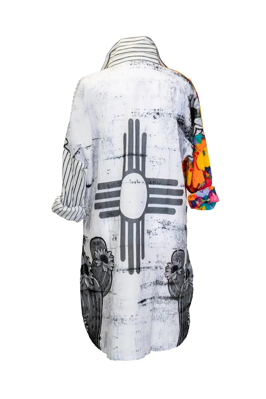 Fusion Blouse in Floral/Stripes Front & New Mexico Zia Back - ivyandlavyboutique LeParisPetit by I Love Linen