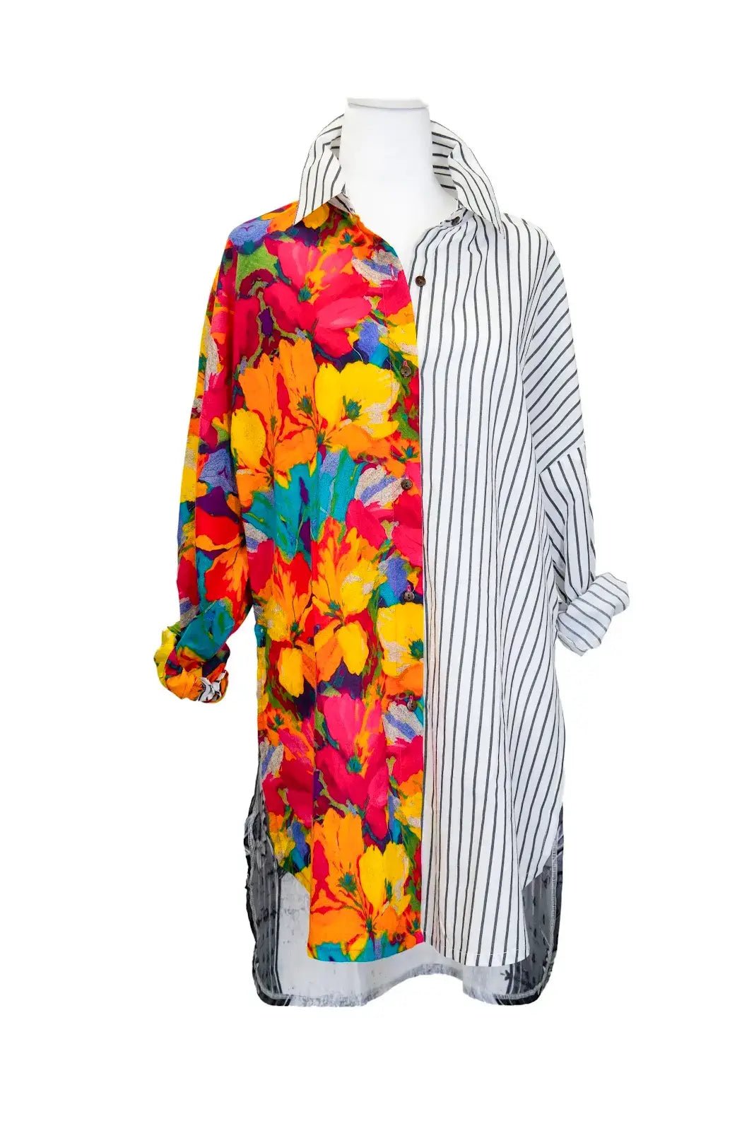 Fusion Blouse in Floral/Stripes Front & New Mexico Zia Back - ivyandlavyboutique LeParisPetit by I Love Linen