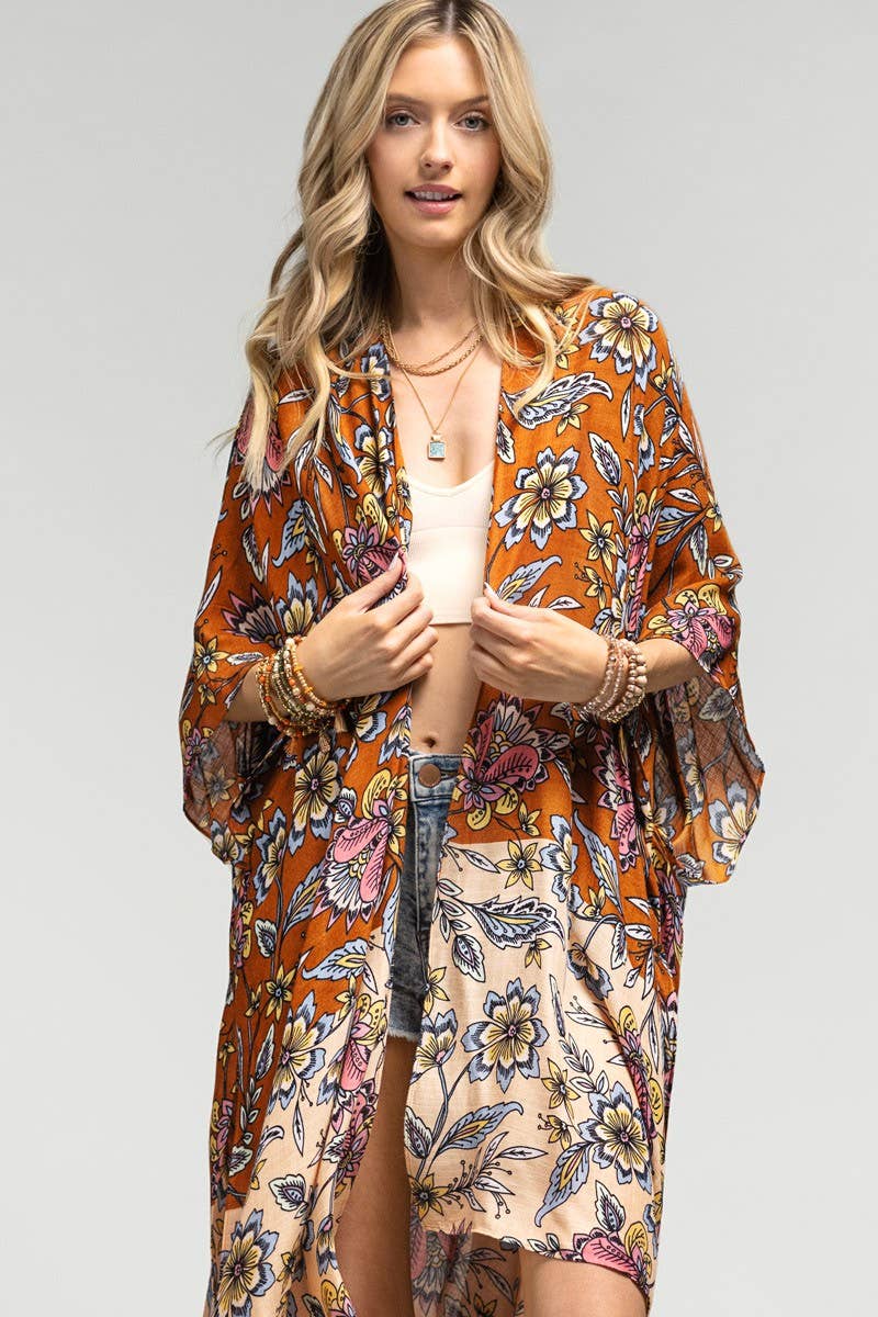 Garden Floral Print Kimono - ivyandlavyboutique Urbanista