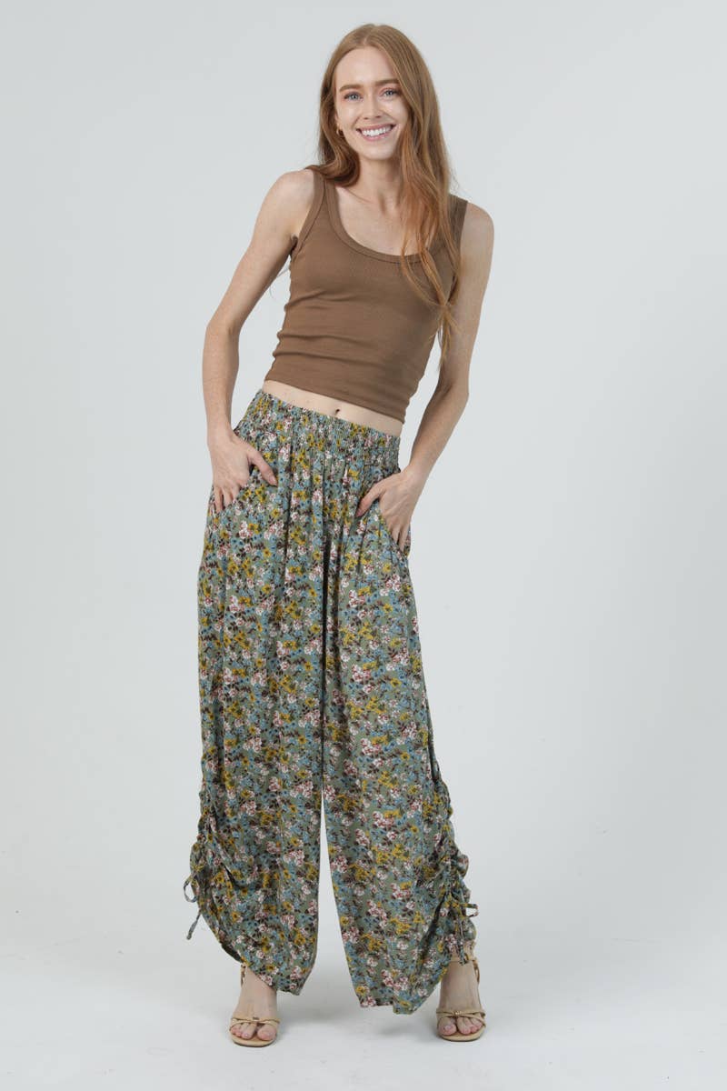Garden Prance Side Tie Pant - ivyandlavyboutique ANGIE
