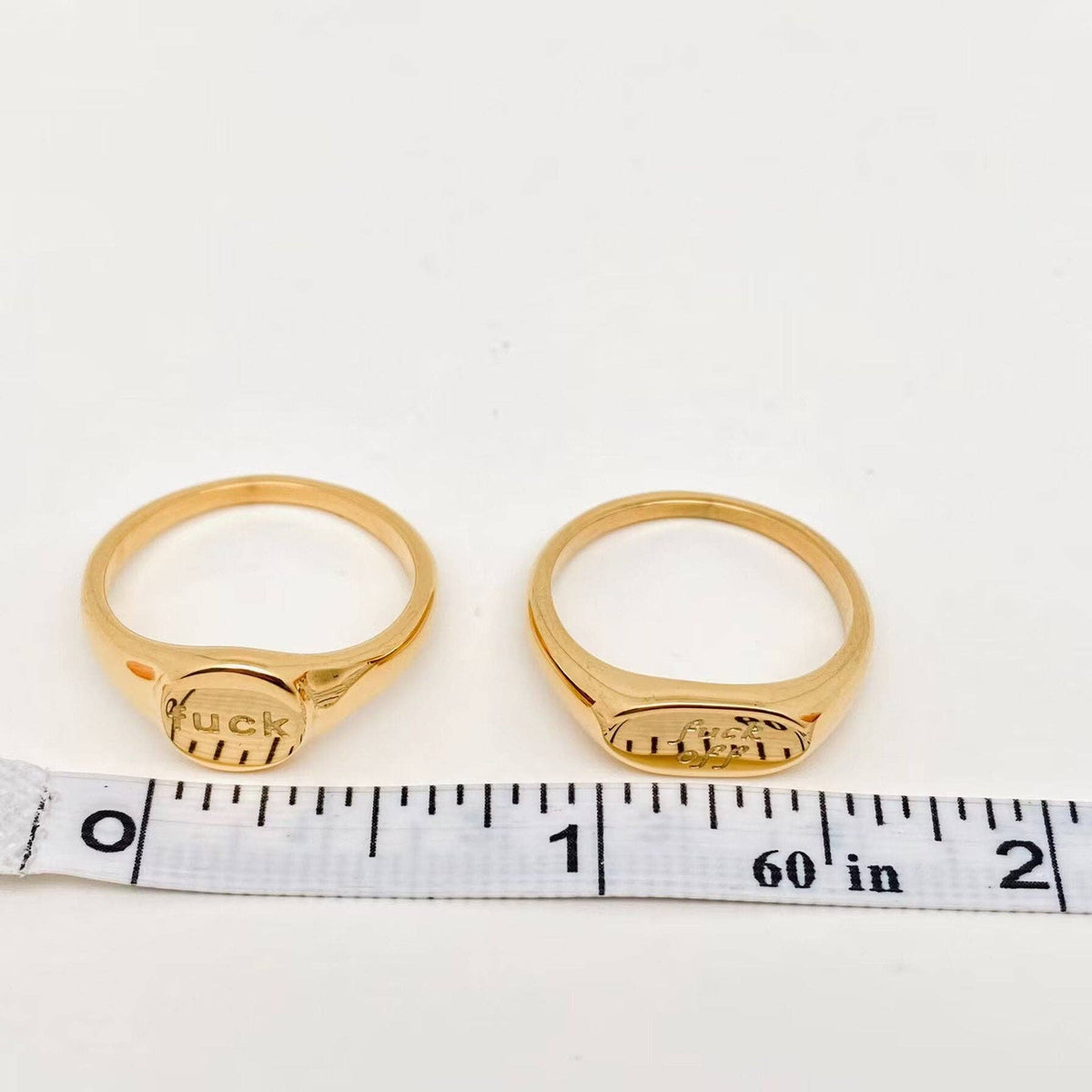 Geometric "fuck off"18K Gold Plated Stainless Steel Ring-FGS: FUCK / 6 - ivyandlavyboutique Mio Queena