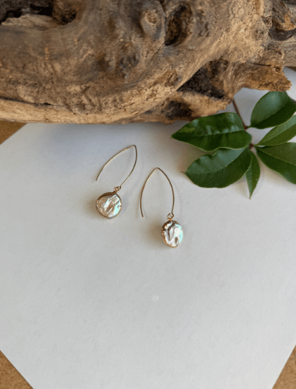 Gold Freshwater Pearl Fishhook Earrings - ivyandlavyboutique Spirit Lala