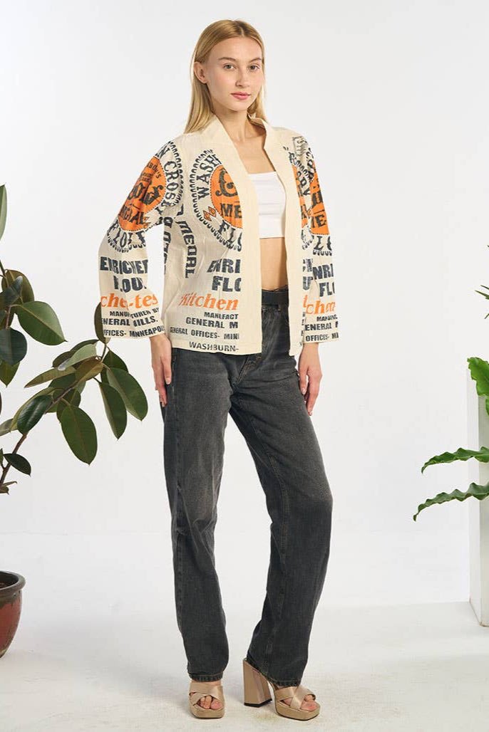 Gold Metal Printed Cropped Cardigan Summer Jacket - ivyandlavyboutique Kathmandu Imports