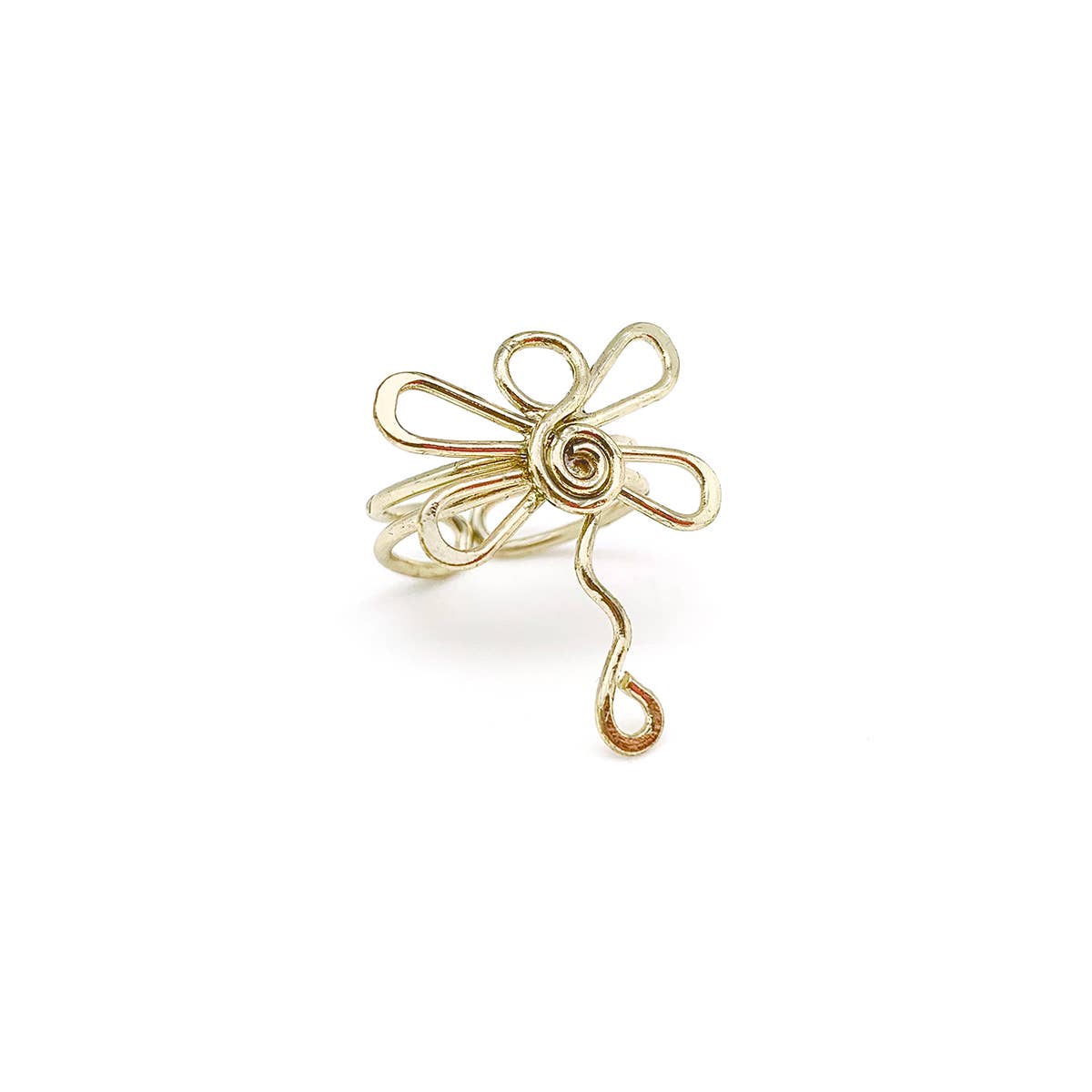 Gold Plated Adjustable Ring - Dragonfly - ivyandlavyboutique Anju Jewelry