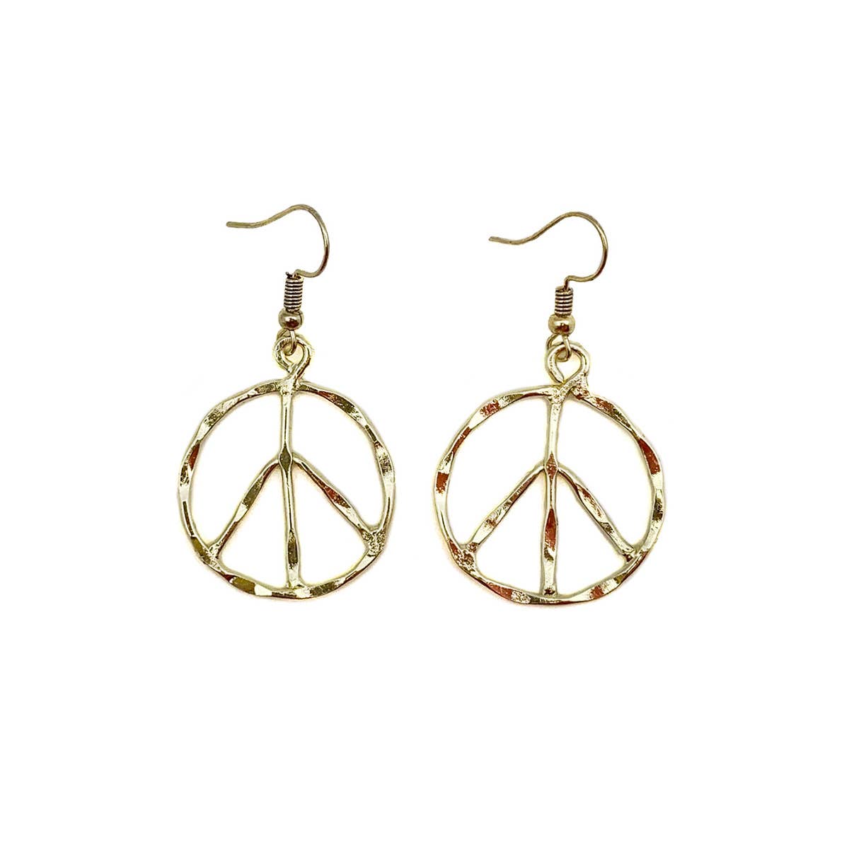 Gold Plated Earrings - Smaller Size Peace Sign - ivyandlavyboutique Anju Jewelry