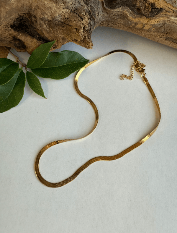 Gold Slim Herringbone Chain Necklace - ivyandlavyboutique Spirit Lala