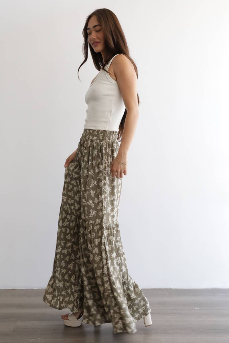 Green Goddess Floral Wide Leg Pant - ivyandlavyboutique ANGIE