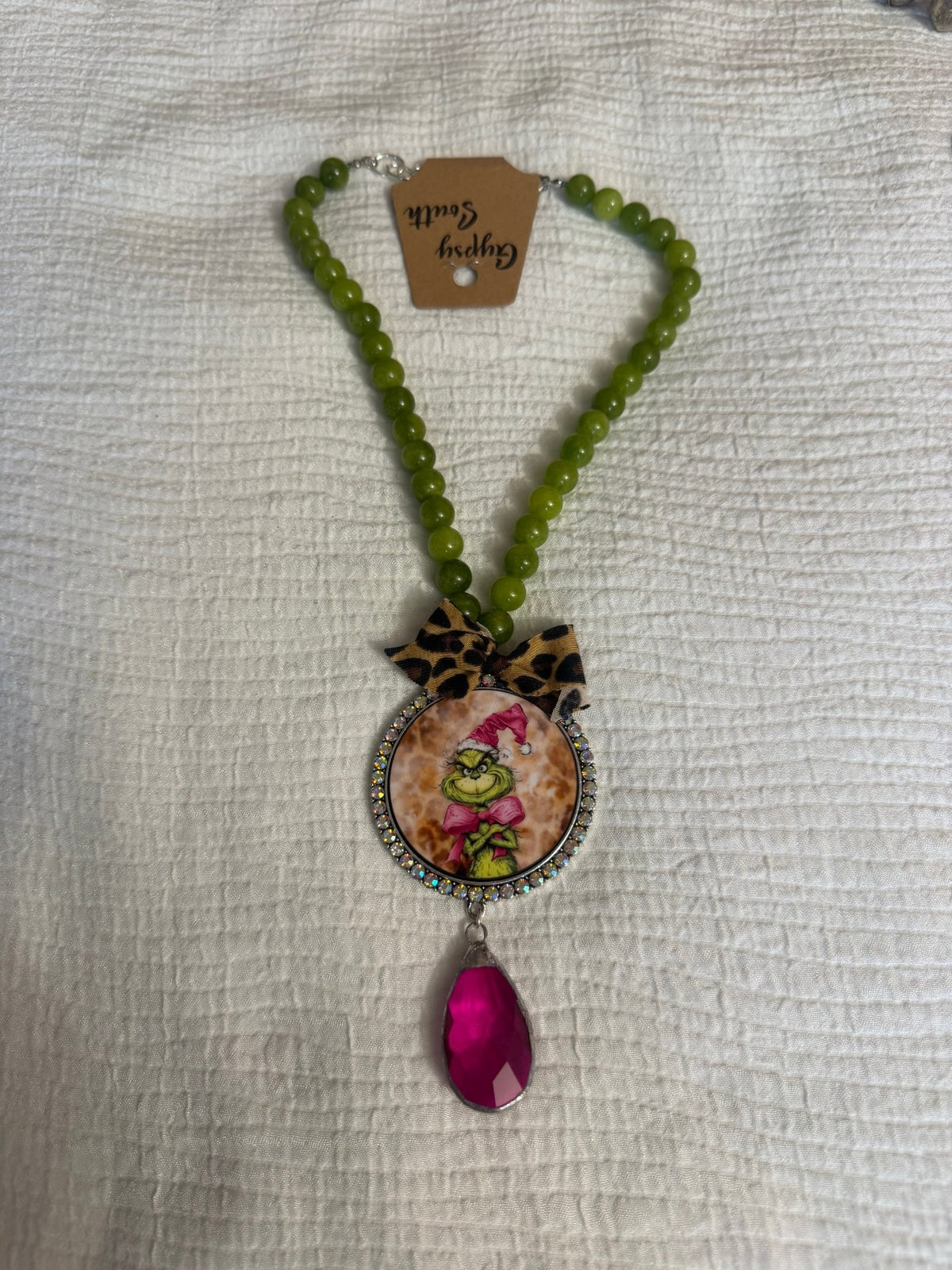 Grinch & a Bow Necklace Gypsy South Jewelry 34 - Boho Wanderlust Boutique Boho Wanderlust Boutique
