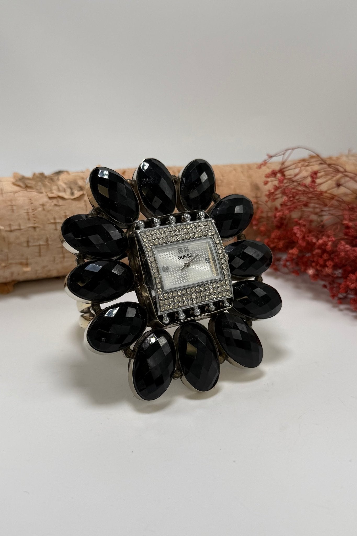 GUESS Bedazzled Watch Cuff/Black Crystal - ivyandlavyboutique ivyandlavyboutique