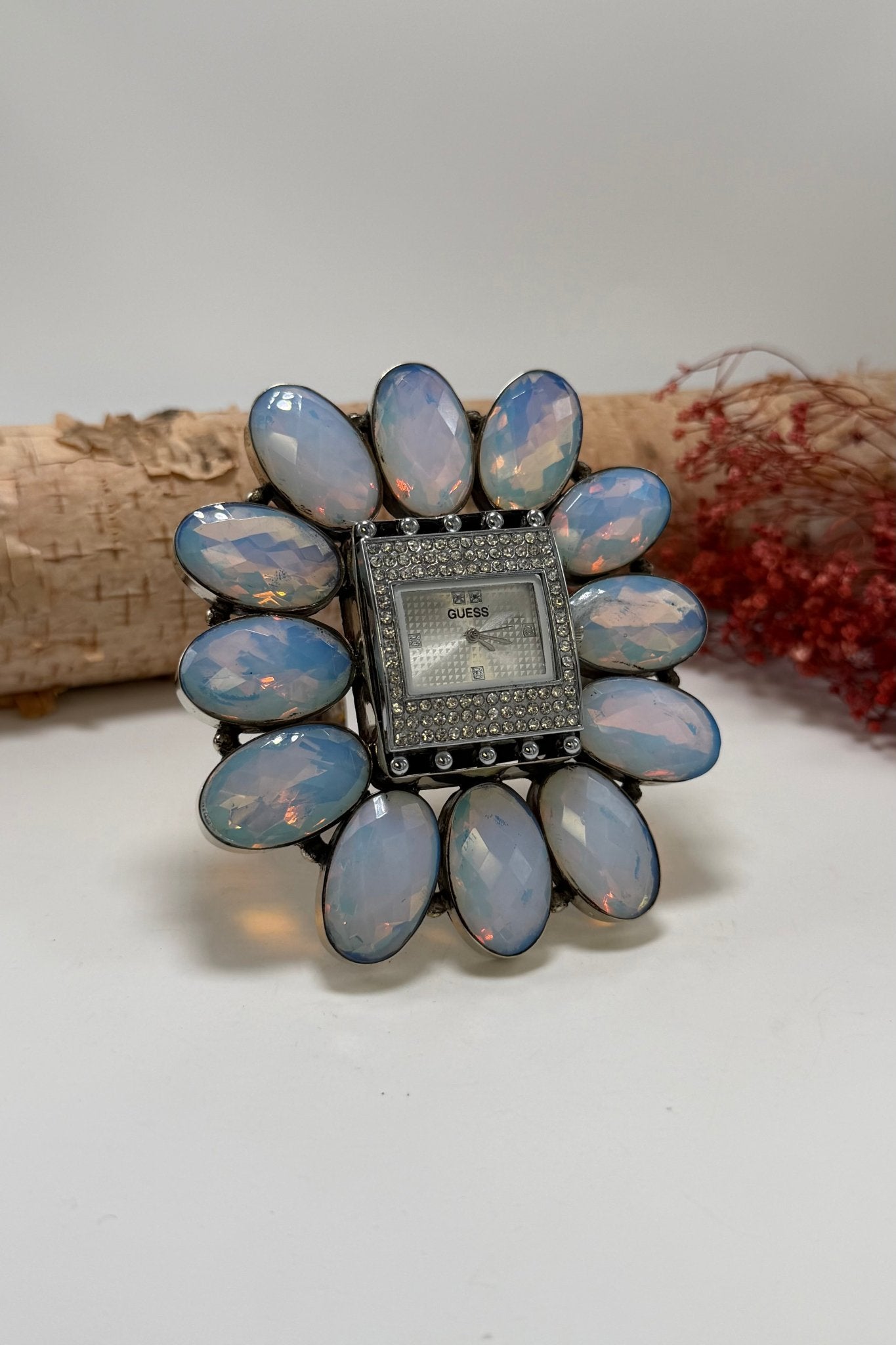 GUESS Bedazzled Watch Cuff/Opal - ivyandlavyboutique ivyandlavyboutique