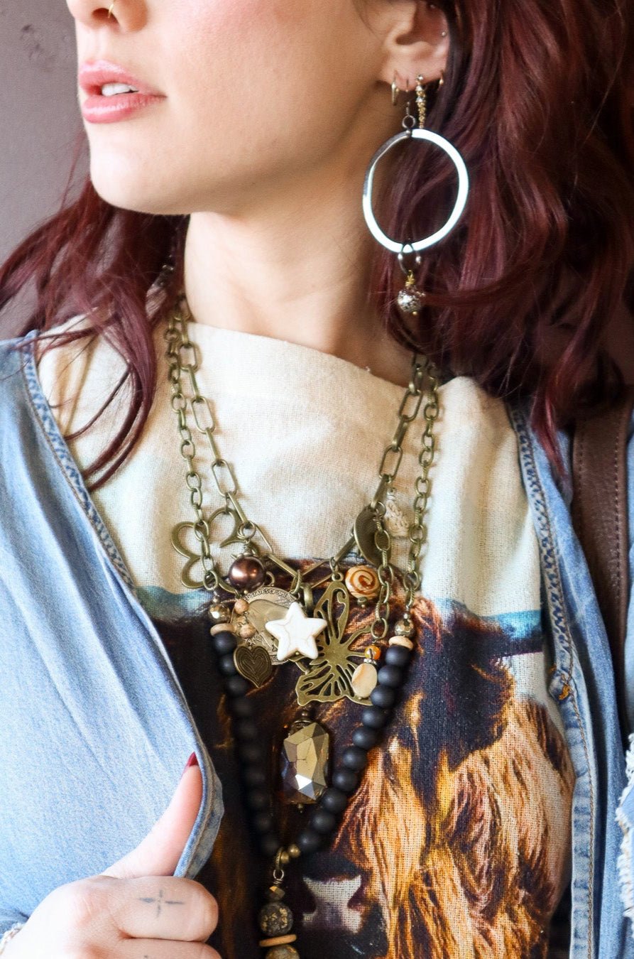Gypsy Junk Necklace in Natural - ivyandlavyboutique Scooples Jewelry