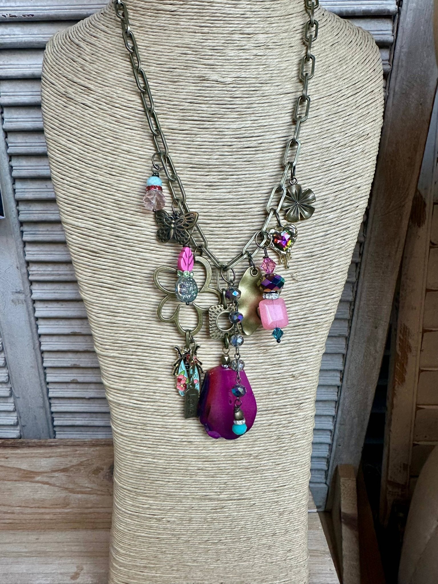 Gypsy Junk Necklace in Pink - ivyandlavyboutique Scooples Jewelry