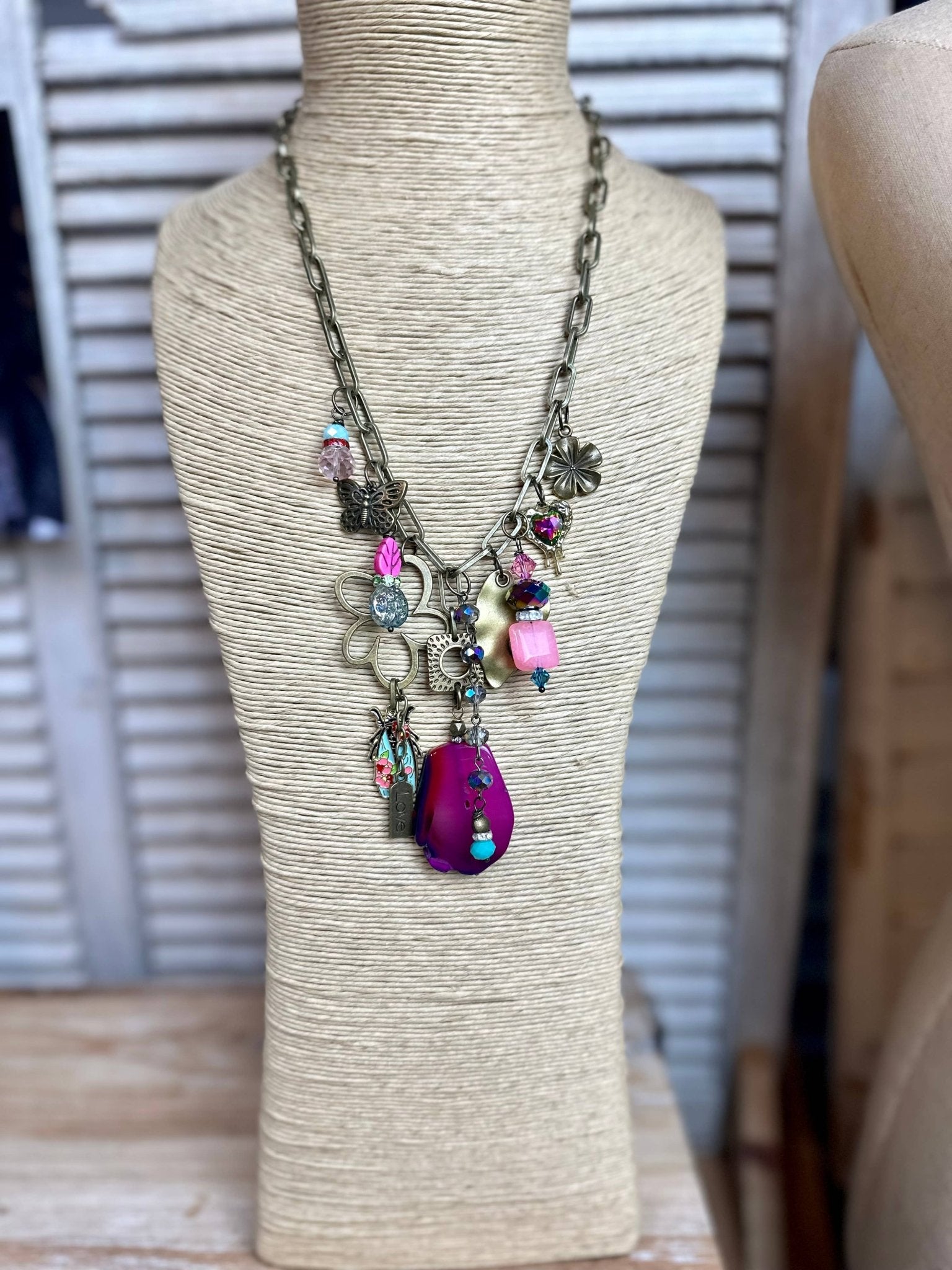 Gypsy Junk Necklace in Pink - ivyandlavyboutique Scooples Jewelry