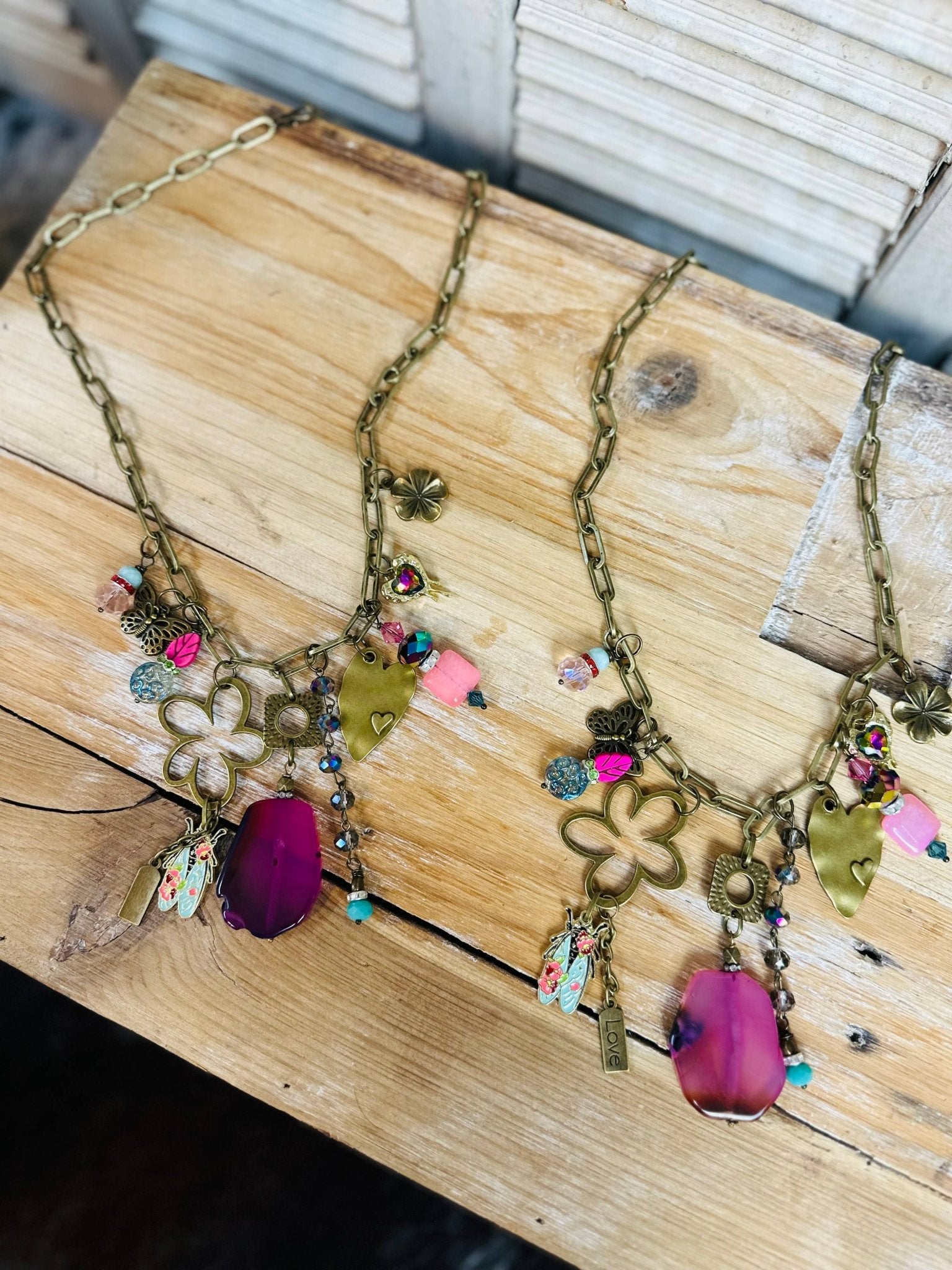 Gypsy Junk Necklace in Pink - ivyandlavyboutique Scooples Jewelry