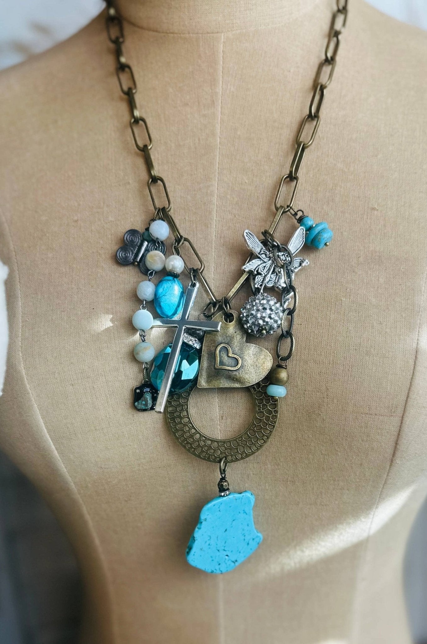 Gypsy Junk Original Necklace in Turquoise Combo - ivyandlavyboutique Scooples Jewelry