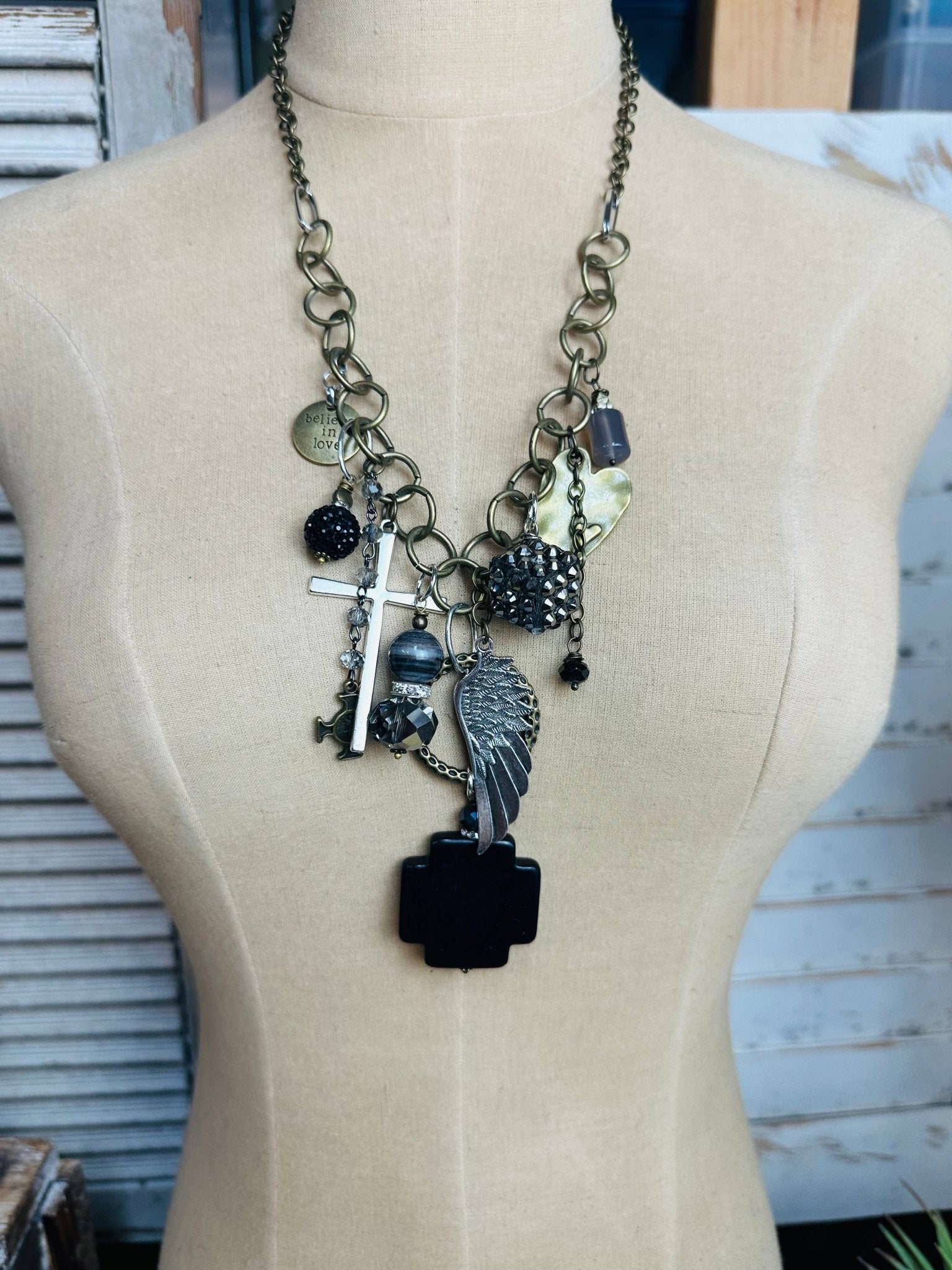 Gypsy Junk Originals - Black Cross - Neck - ivyandlavyboutique Scooples Jewelry