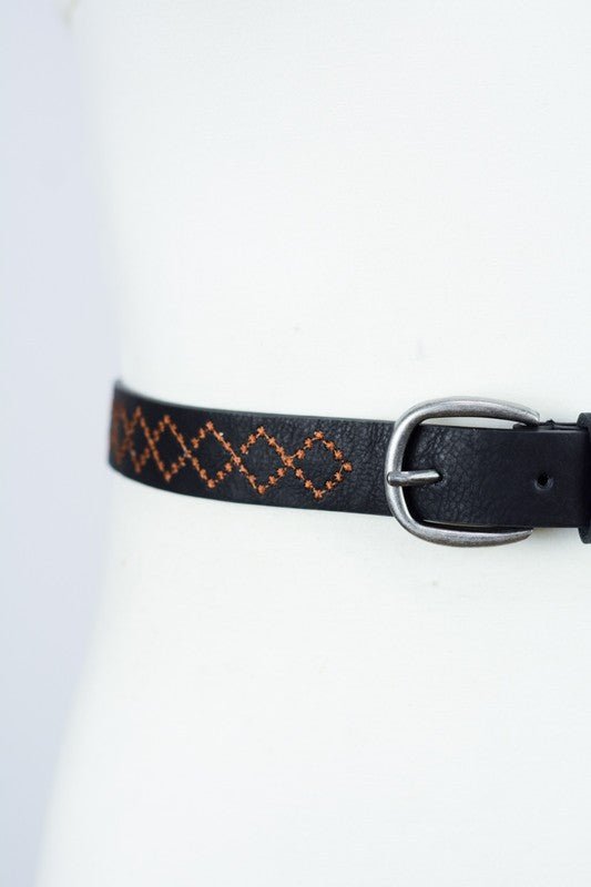 Haley Skinny Punched Out Belt - ivyandlavyboutique Leto Accessories
