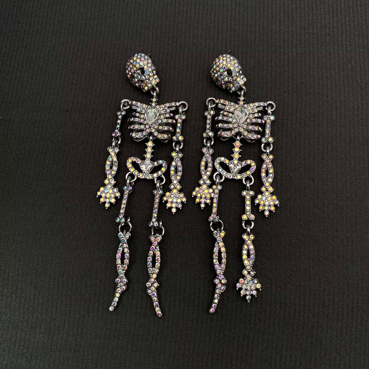 Halloween Rhinestones Skull Skeleton Dangle Earrings - GT: A - ivyandlavyboutique Mio Queena