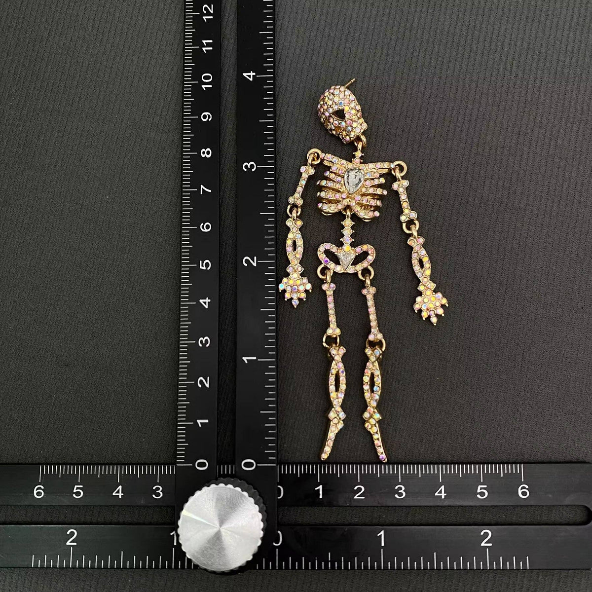 Halloween Rhinestones Skull Skeleton Dangle Earrings - GT: A - ivyandlavyboutique Mio Queena
