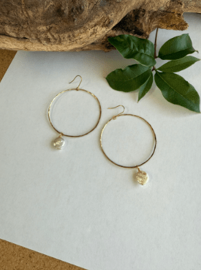 Hammered Hoop & Pearl Drop Earrings - ivyandlavyboutique Spirit Lala