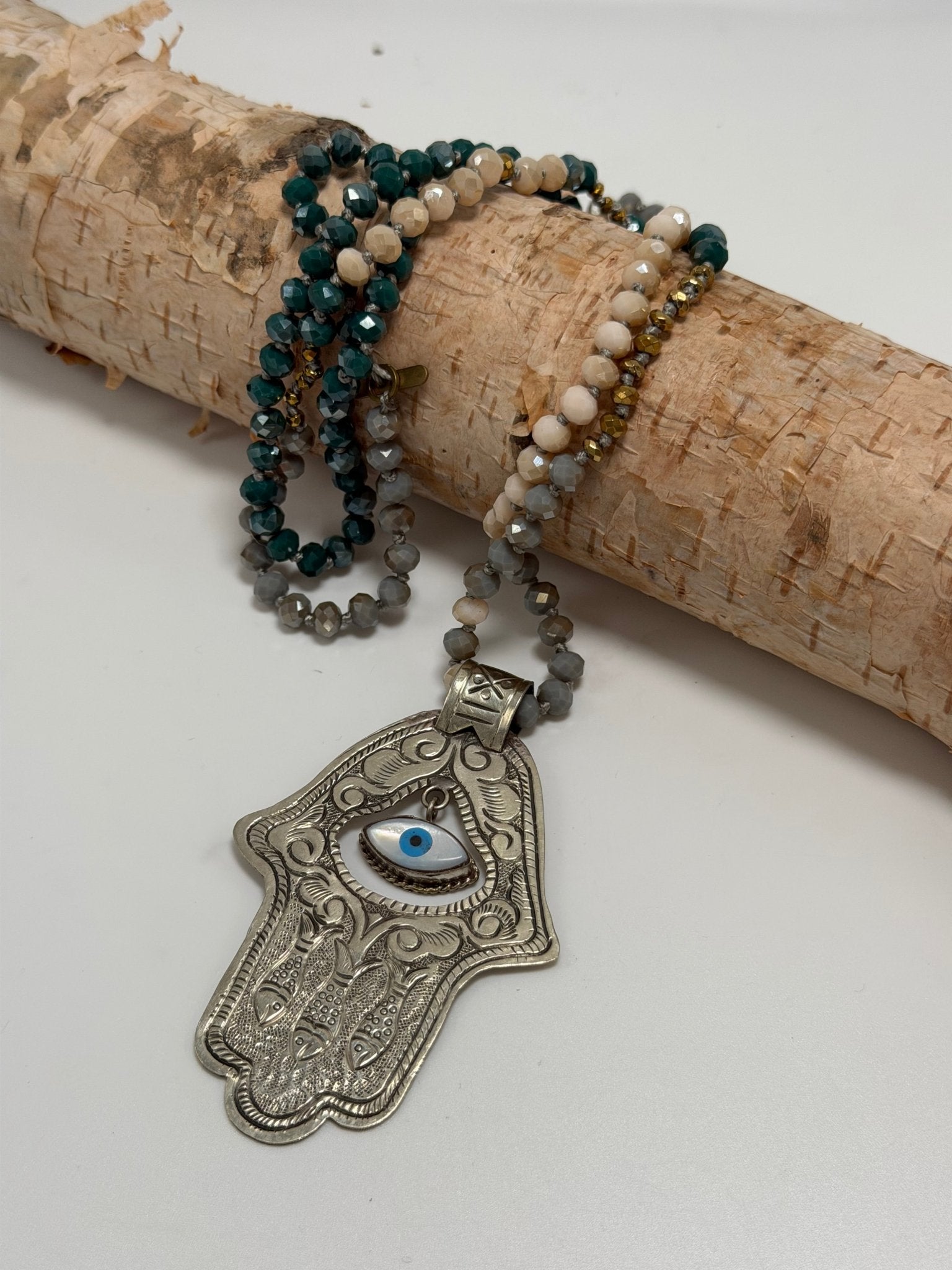 Hamsa Hand Long Necklace - ivyandlavyboutique ivyandlavyboutique