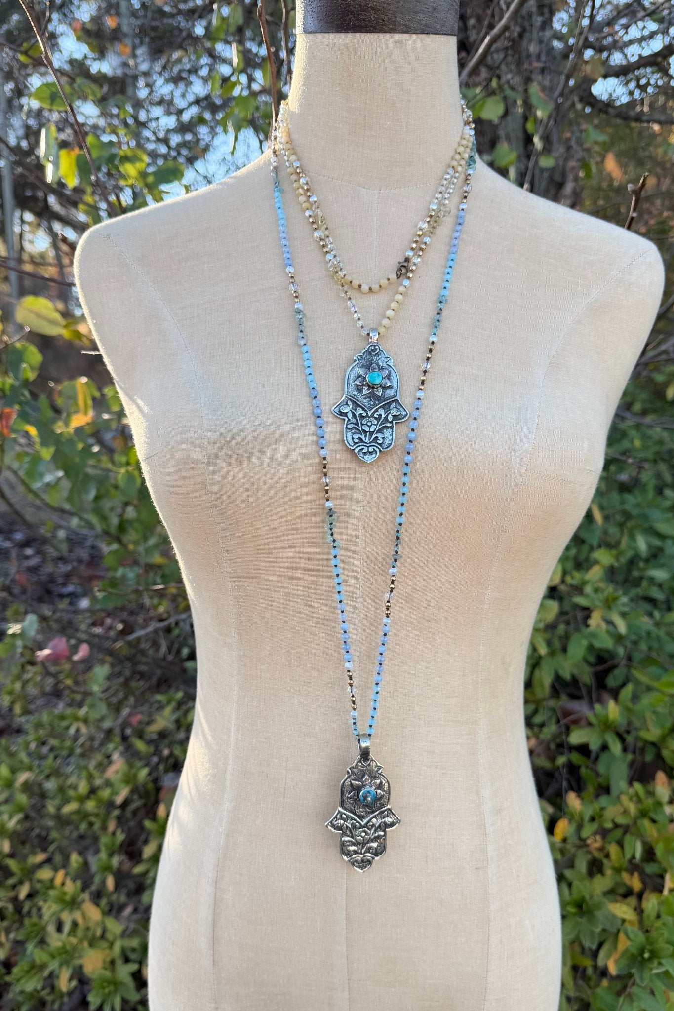 Hamsa Hand Long Necklace - ivyandlavyboutique ivyandlavyboutique