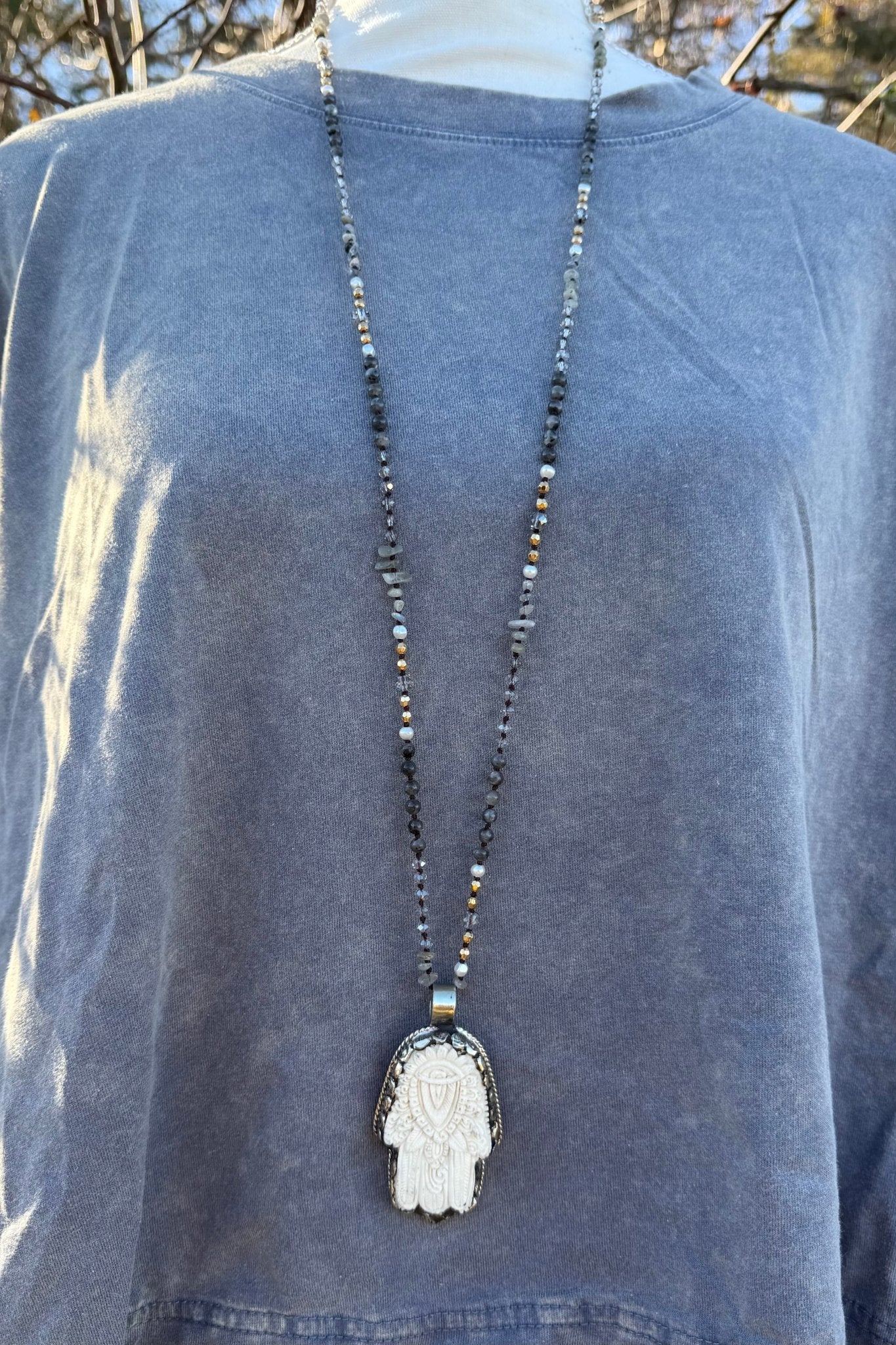 Hamsa Hand Necklace - ivyandlavyboutique ivyandlavyboutique