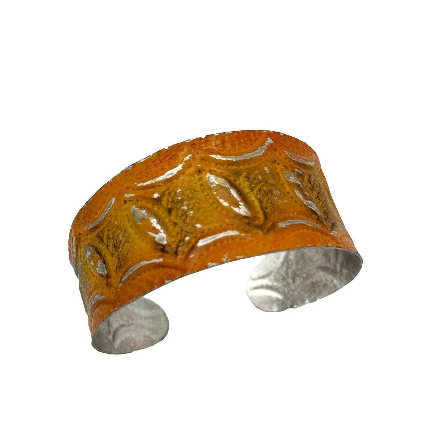 Hand Crafted Silver Patina Cuff in Orange - ivyandlavyboutique Anju Jewelry