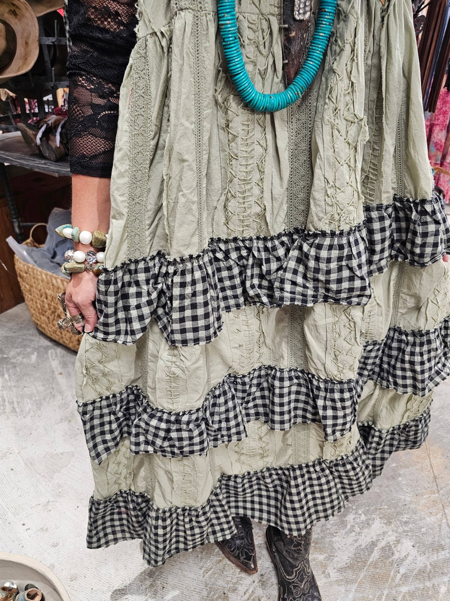 Hand Stitched Check Dress - ivyandlavyboutique A Rare Bird Shop