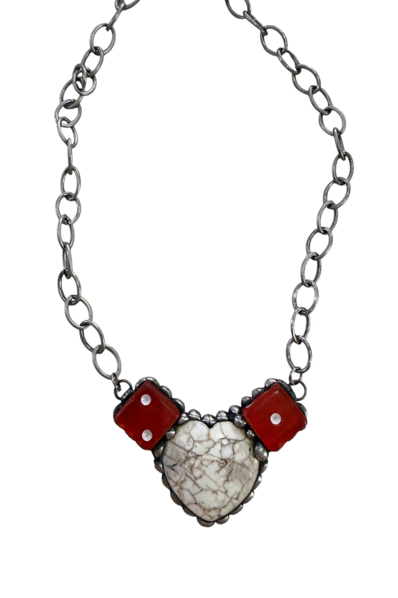 Heart & Dominos Necklace - ivyandlavyboutique Art by Amy