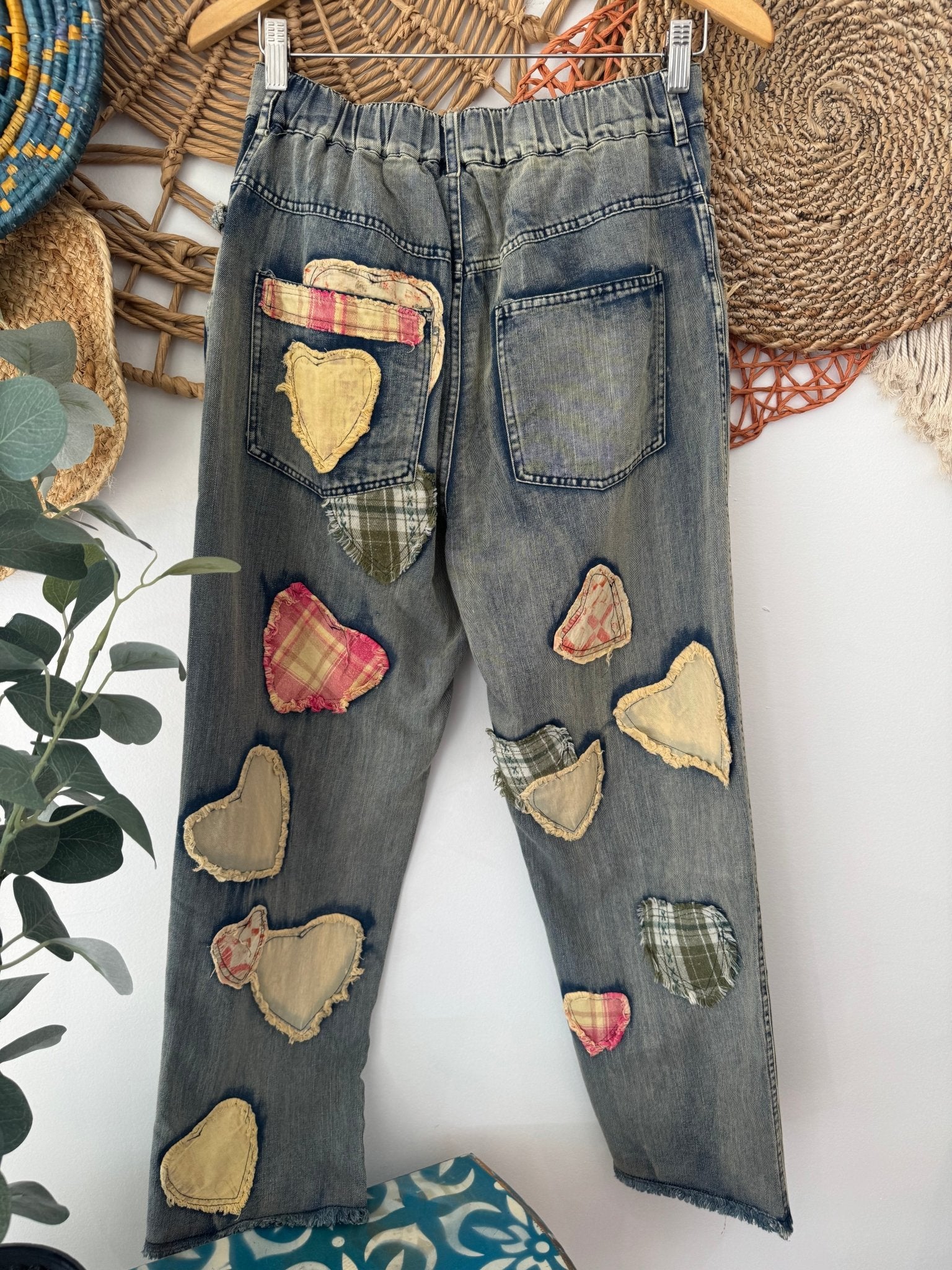 Heart Eyes For You Patched Pant - ivyandlavyboutique Blue Velvet