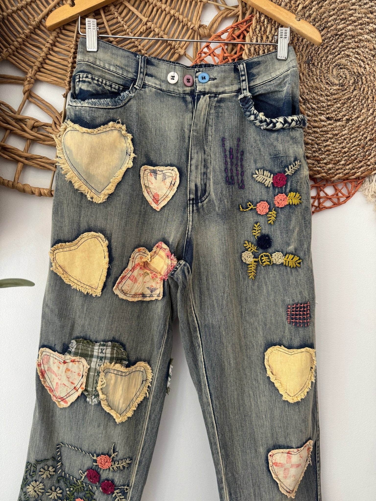Heart Eyes For You Patched Pant - ivyandlavyboutique Blue Velvet