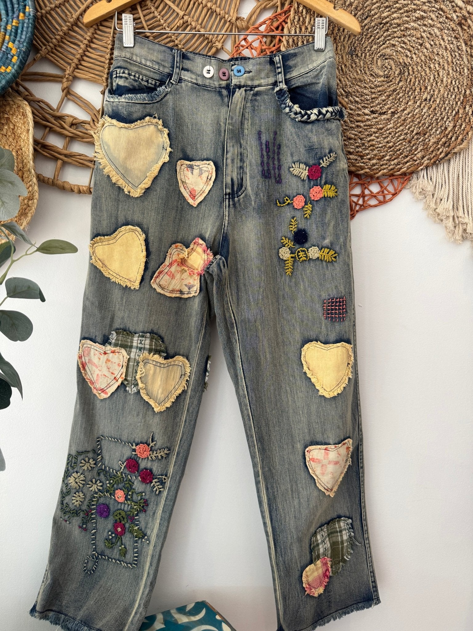 Heart Eyes For You Patched Pant - ivyandlavyboutique Blue Velvet