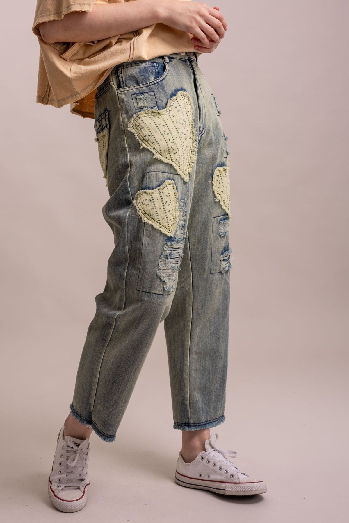 Heart Eyes For You Patched Pant - ivyandlavyboutique Blue Velvet