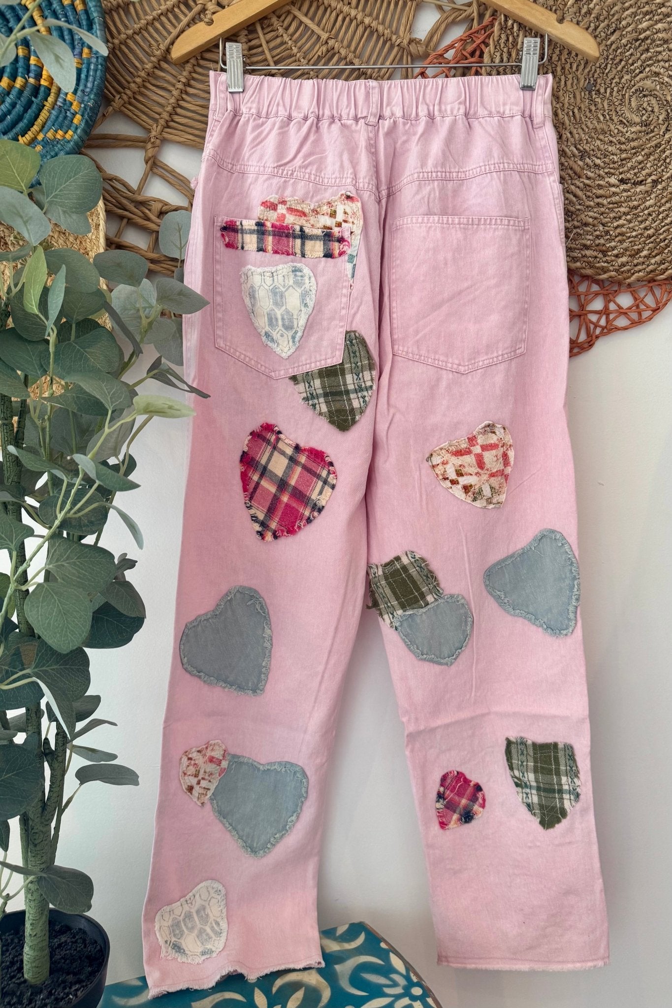 Heart Eyes For You Patched Pant - ivyandlavyboutique Blue Velvet