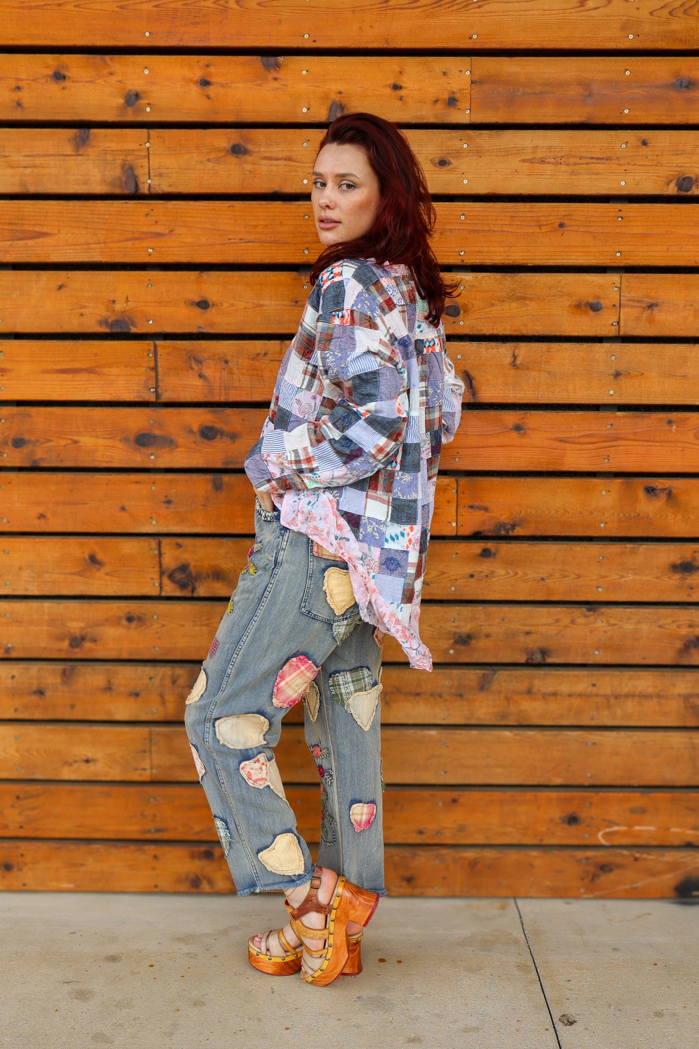 Heart Eyes For You Patched Pant - ivyandlavyboutique Blue Velvet