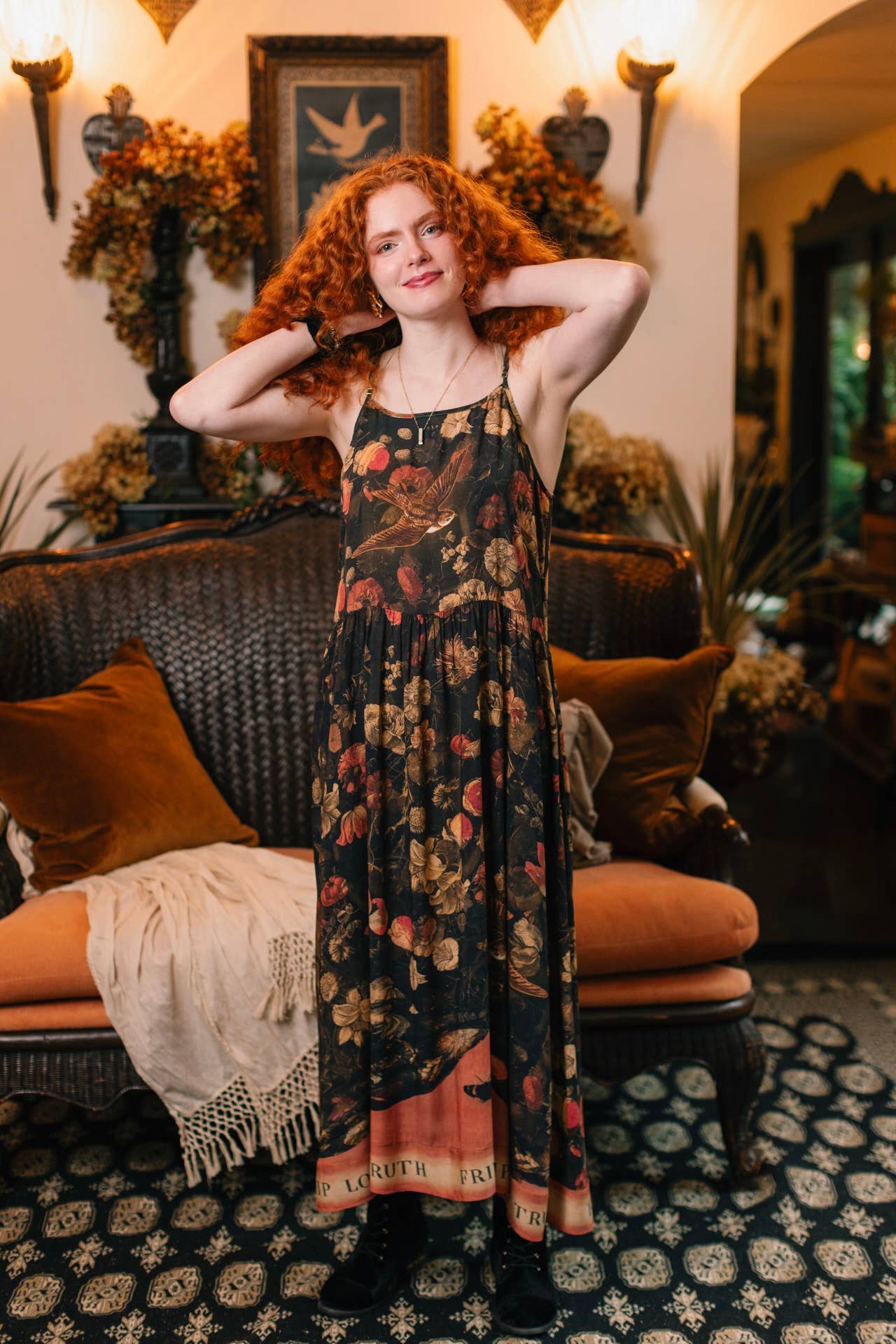Heart of Gold Bohéme Long Maxi Slip Dress w/ Sacred Heart - ivyandlavyboutique Market of Stars (USA)