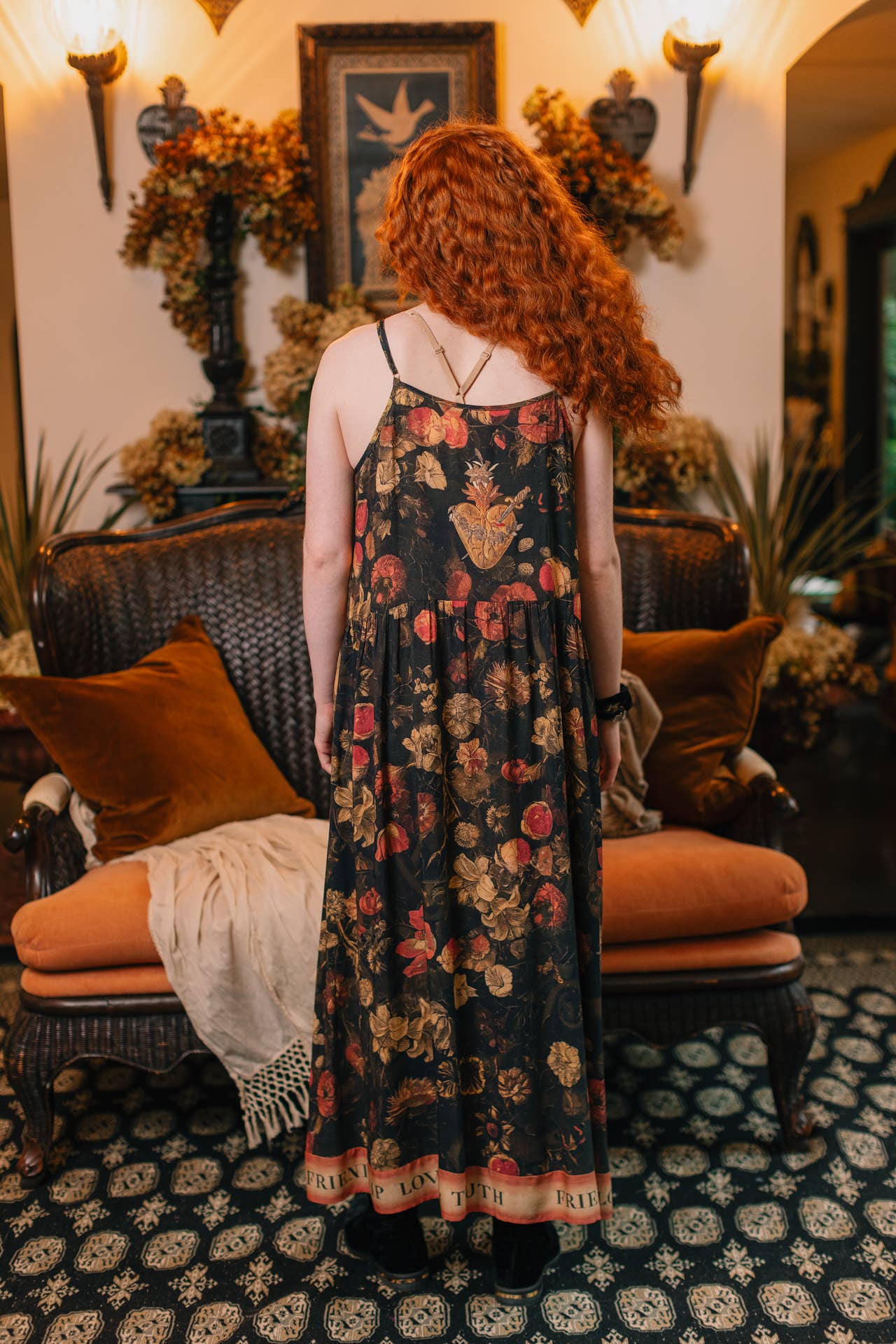 Heart of Gold Bohéme Long Maxi Slip Dress w/ Sacred Heart - ivyandlavyboutique Market of Stars (USA)
