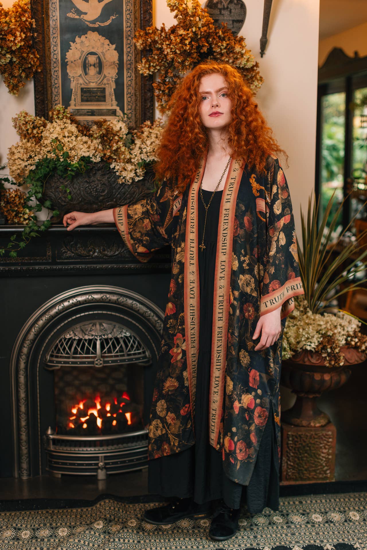 Heart of Gold Opera Duster Kimono Robe w/ Sacred Heart - ivyandlavyboutique Market of Stars (USA)