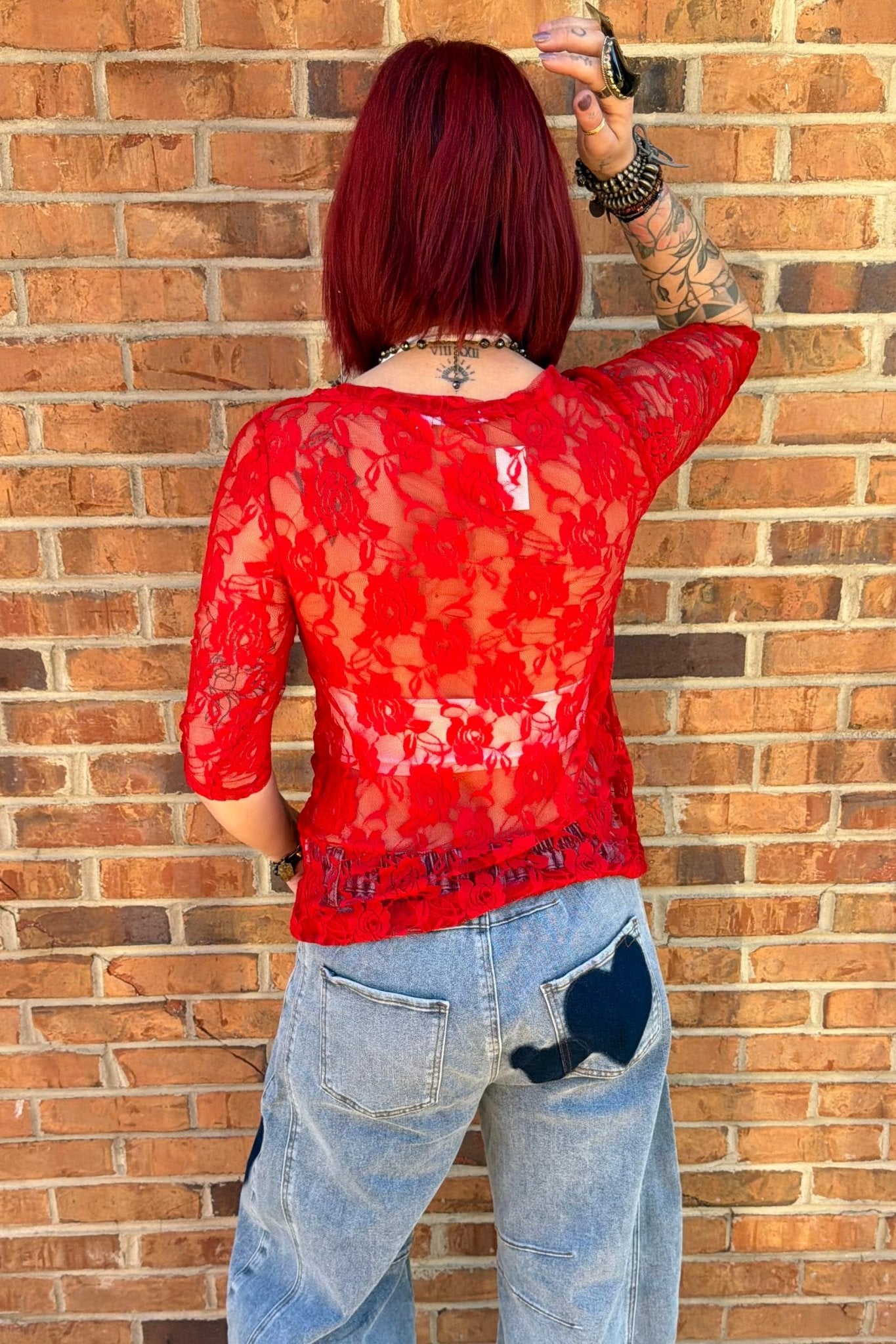 Hearts Barrel Painted Star Jeans - ivyandlavyboutique Blue Velvet
