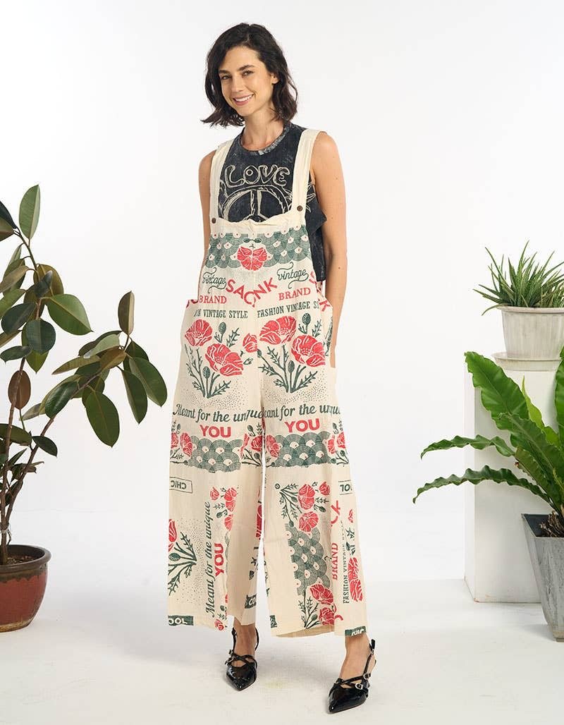 Hippie Flour Sack Wide Leg Overalls Onesie - ivyandlavyboutique Kathmandu Imports